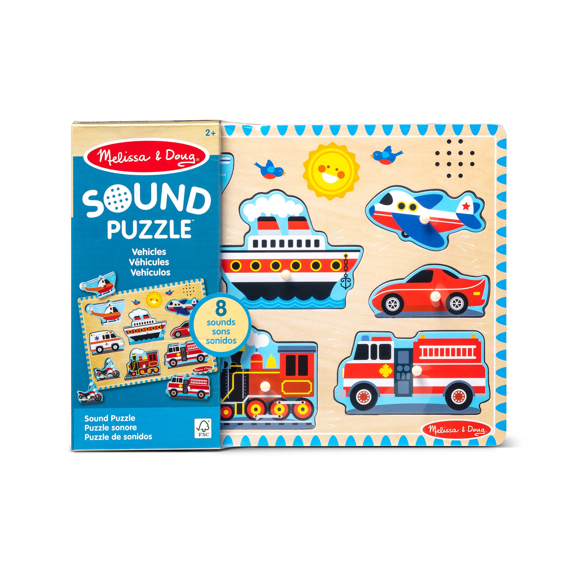 Melissa & Doug Vehicles Sound Puzzle - 8 Pieces - Image 3