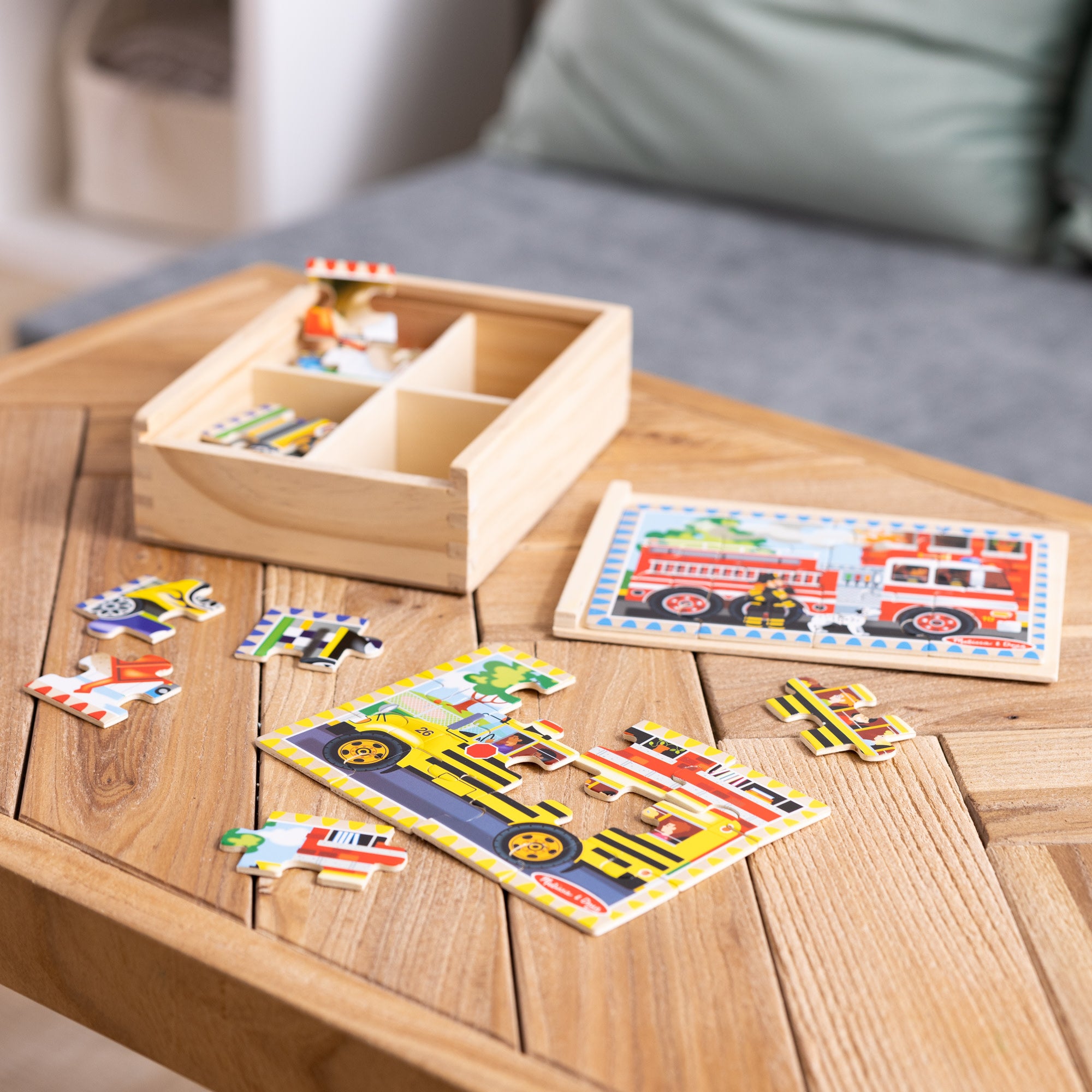 Melissa & Doug Wooden Jigsaw Puzzles in a Box - Vehicles - Image 9