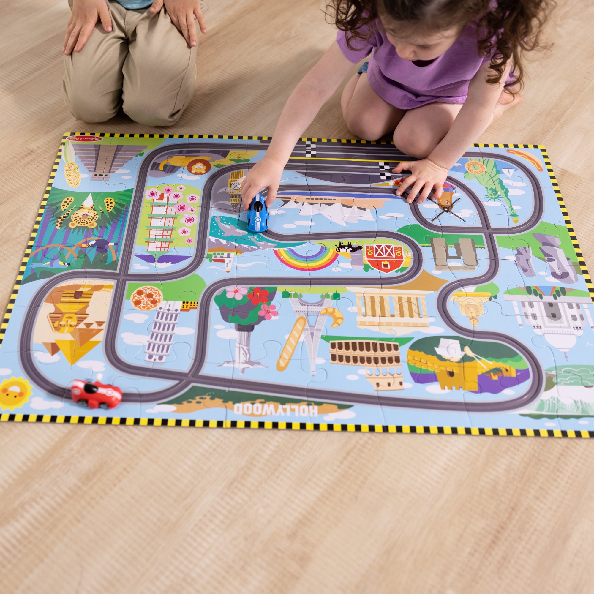 Melissa & Doug Race Around the World Tracks Floor Puzzle - 48 Pieces - Image 16
