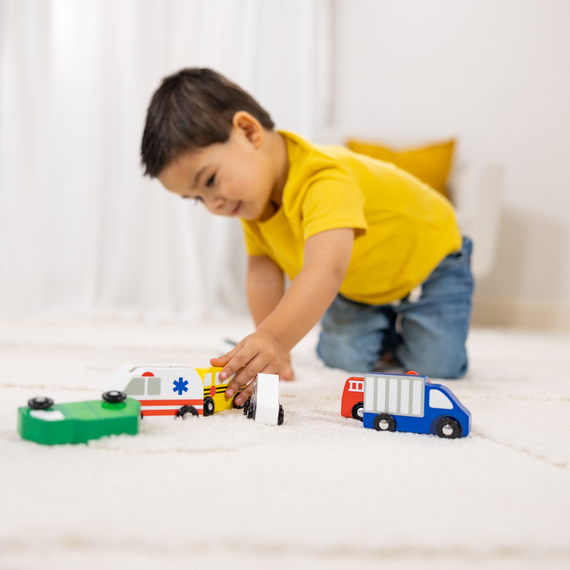 Melissa & Doug Wooden Town Vehicles Set - Image 2