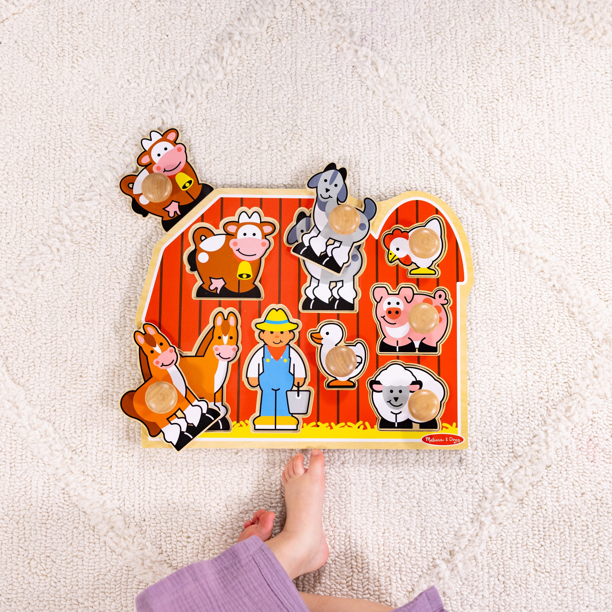 Melissa & Doug Farm Friends Jumbo Peg Puzzle - 8 Pieces - Image 7
