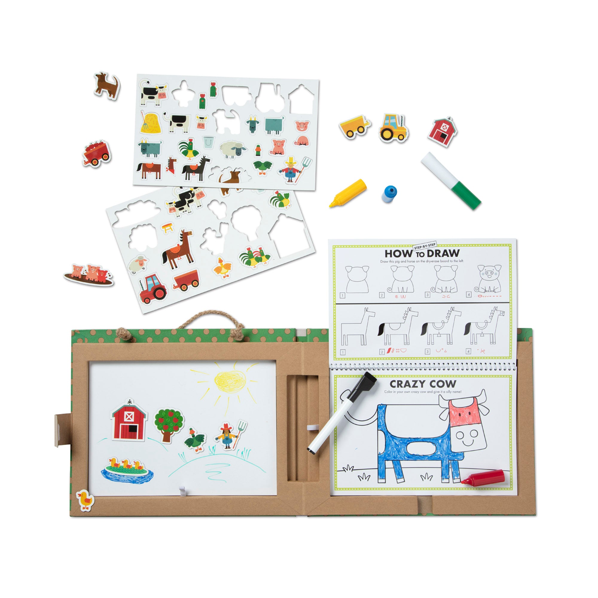 Melissa & Doug Natural Play: Play, Draw, Create Reusable Drawing & Magnet Kit ?C Farm