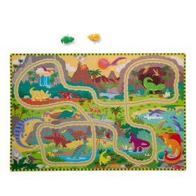 Melissa & Doug Dinosaur Adventure Tracks Floor Puzzle ?C 48 Pieces + 2 Wind-Up Dinosaurs