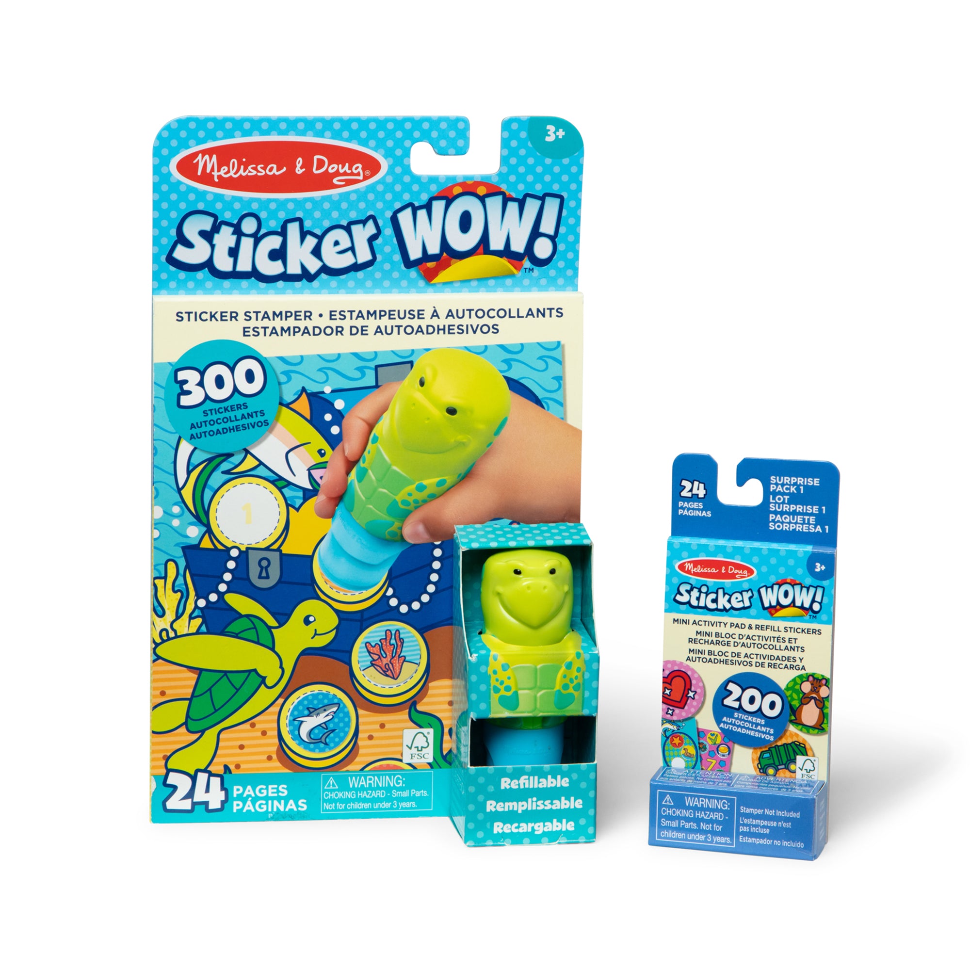 Melissa & Doug Sticker WOW!? Sea Turtle Bundle: Activity Pad & Sticker Stamper + Mini Activity Pad and 200 Refill Stickers