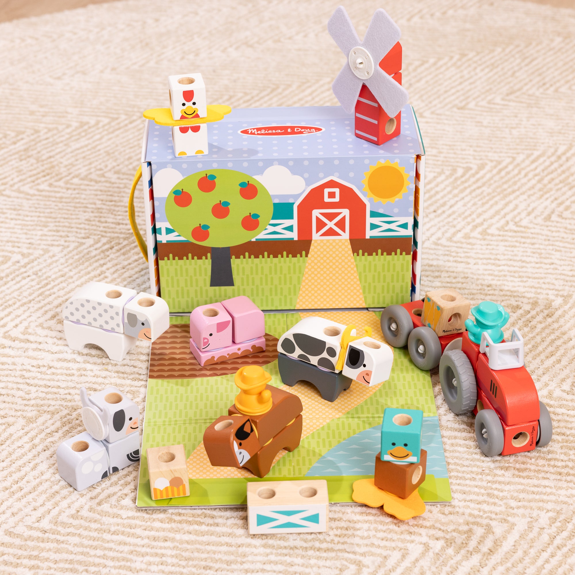 Melissa & Doug Blockables? Play Sets Farm and Farm Friends 2-Pack Bundle - Image 9