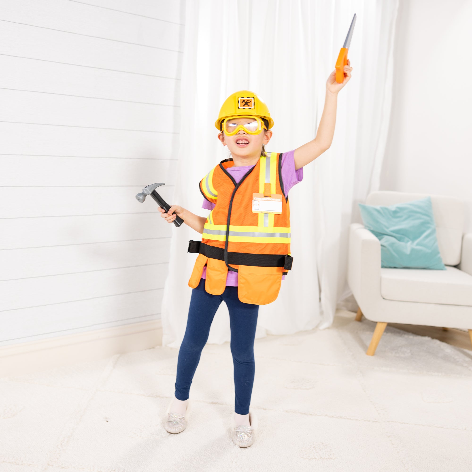 Melissa & Doug Construction Worker Costume Role Play Set - Image 5