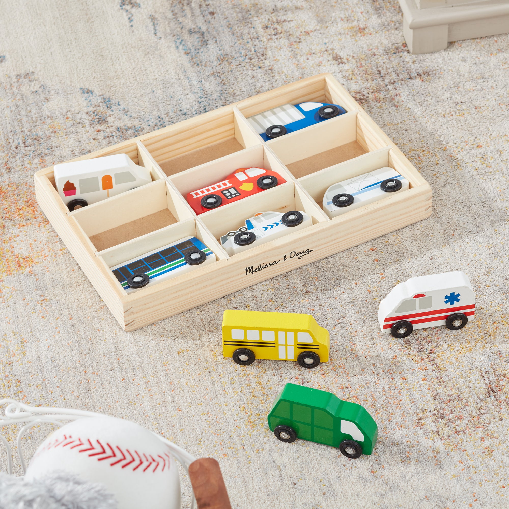 Melissa & Doug Wooden Town Vehicles Set - Image 9