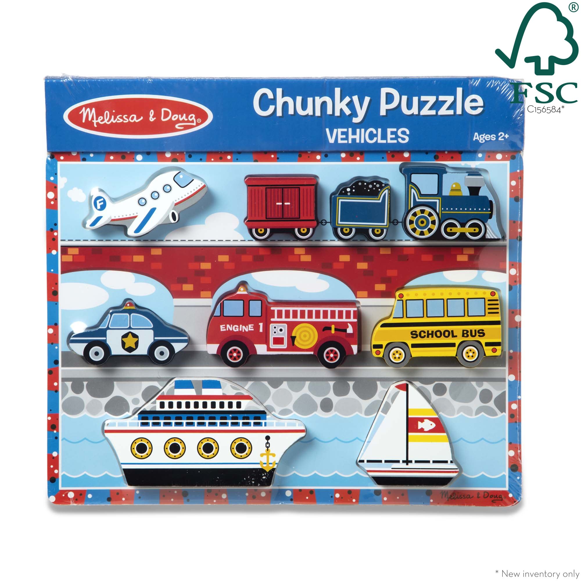 Melissa & Doug Vehicles Chunky Puzzle - 9 Pieces - Image 3