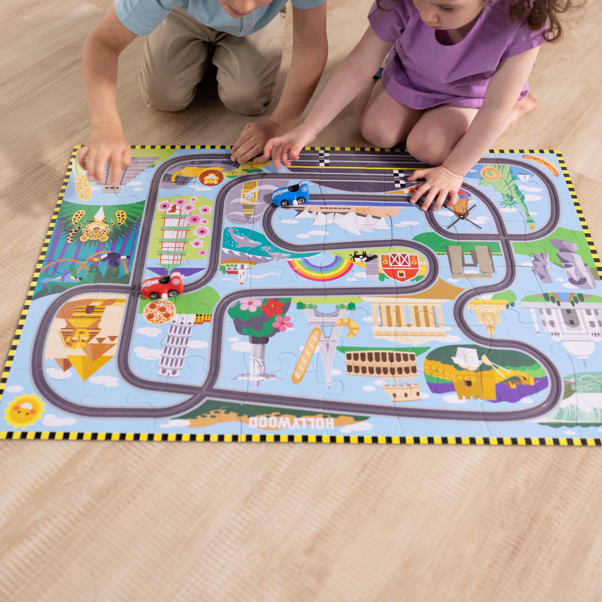 Melissa & Doug Race Around the World Tracks Floor Puzzle - 48 Pieces - Image 13
