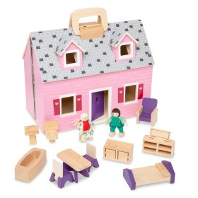 Melissa & Doug Wooden Fold & Go Dollhouse