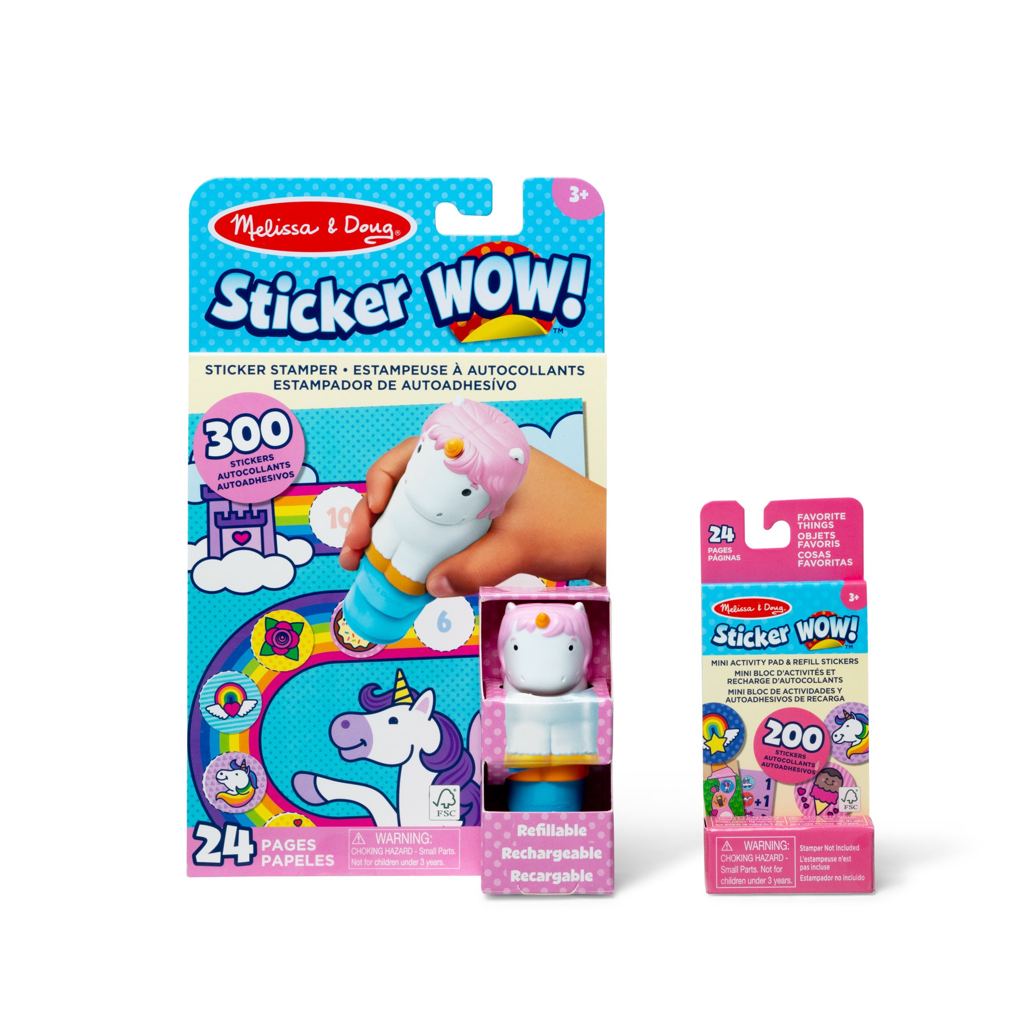 Melissa & Doug Sticker WOW!? Unicorn Bundle: Activity Pad & Sticker Stamper + Mini Activity Pad and 200 Refill Stickers