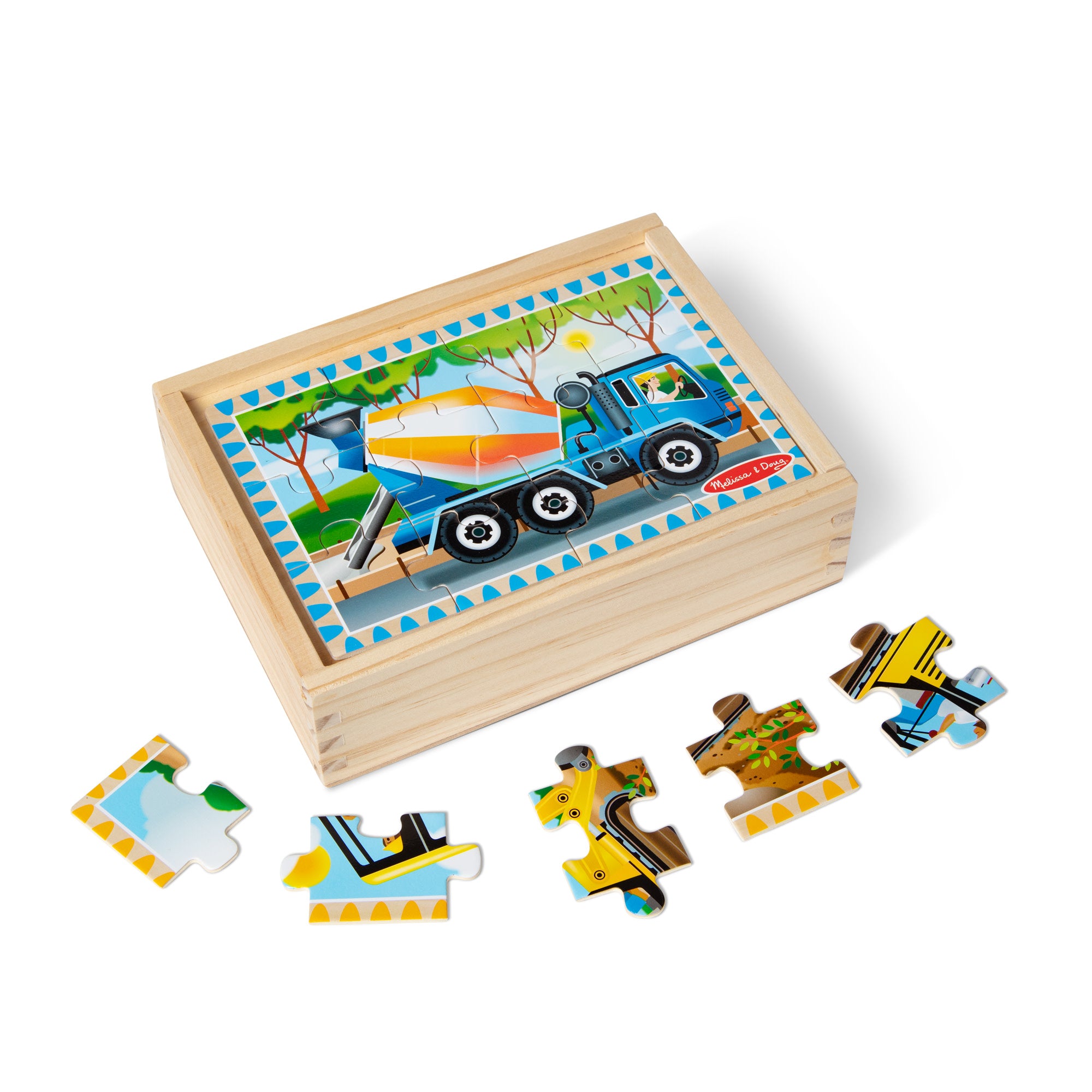 Melissa & Doug Wooden Jigsaw Puzzles in a Box - Construction