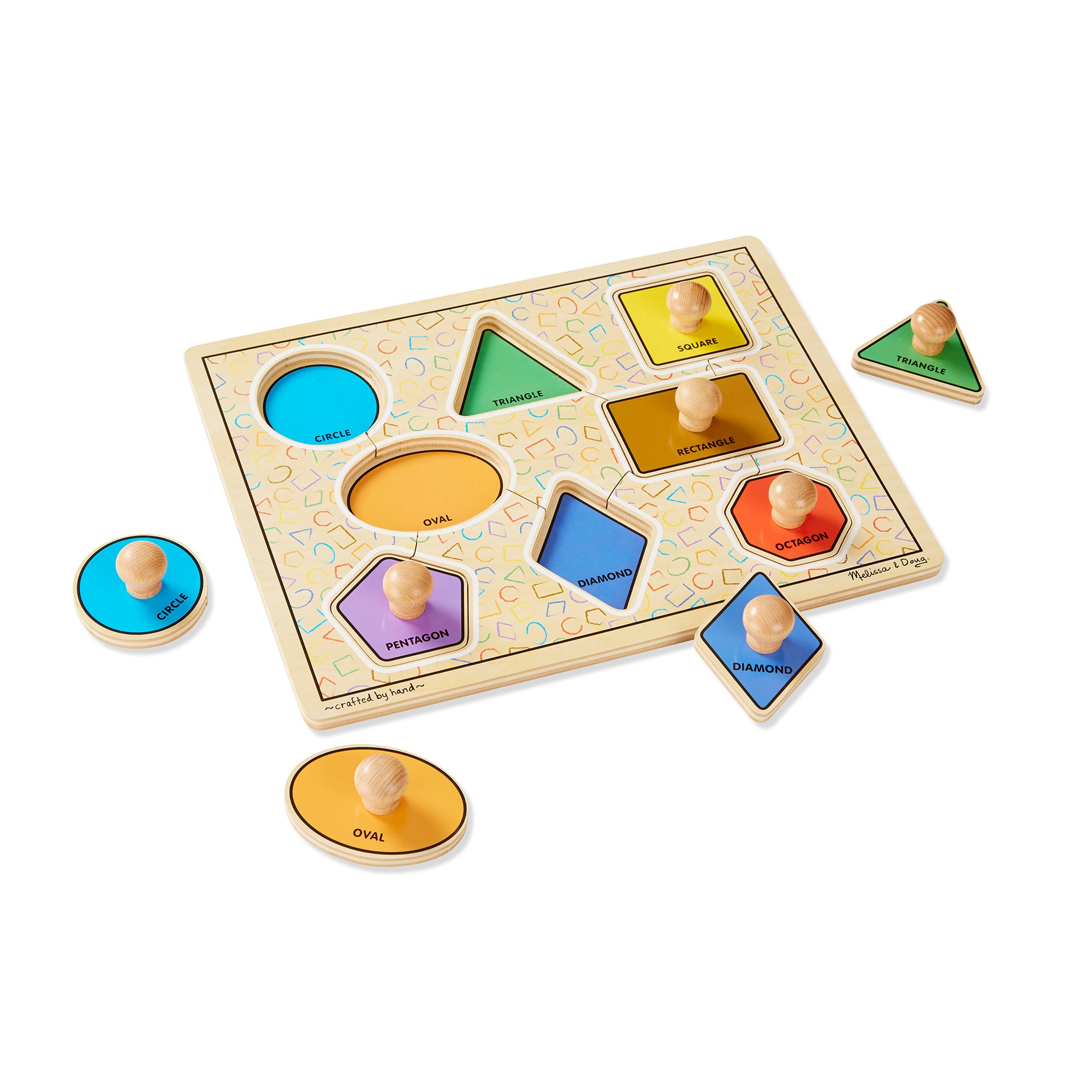 Melissa & Doug Geometric Shapes Deluxe Jumbo Peg Puzzle - 8 Pieces