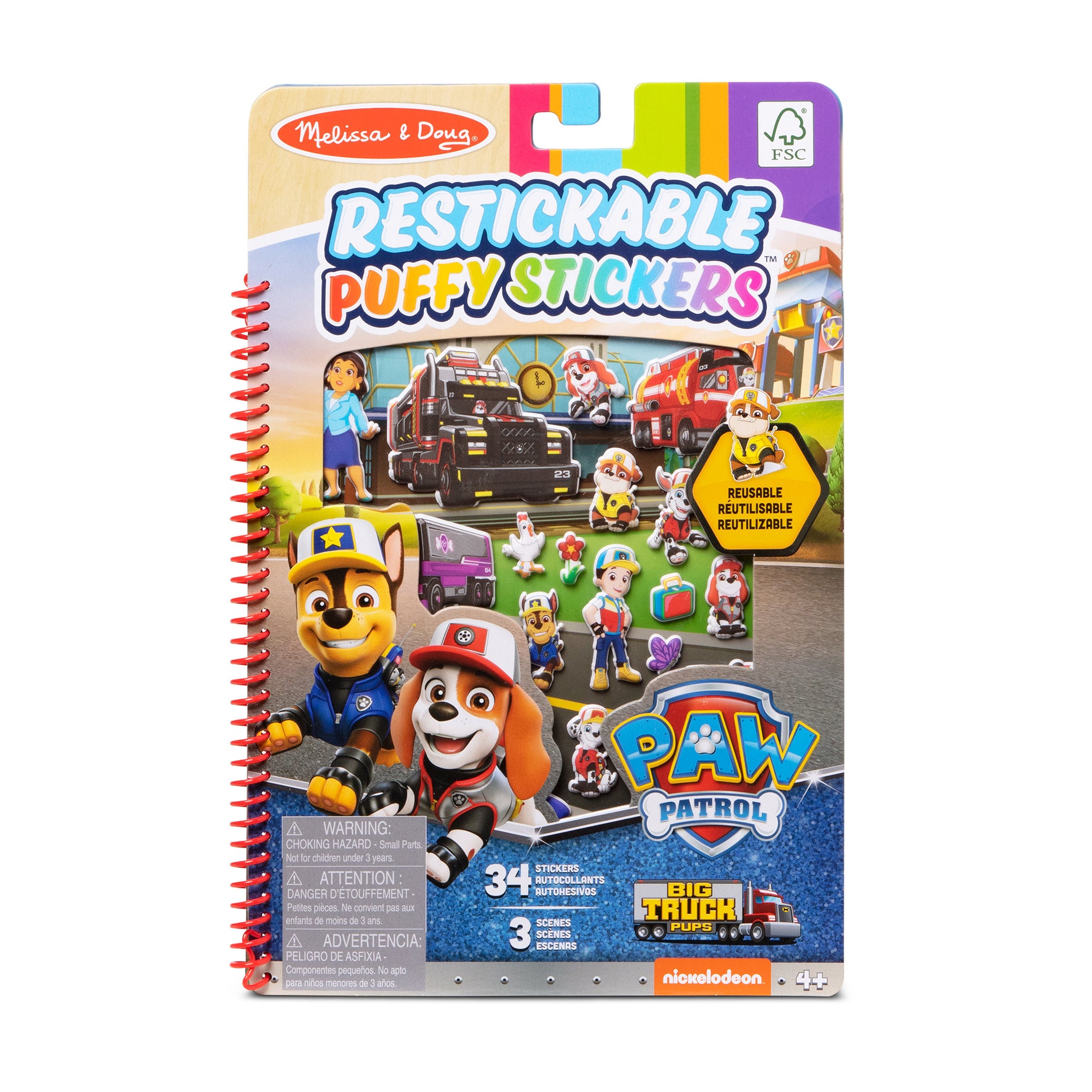 Melissa & Doug PAW Patrol Restickable Puffy Stickers - Big Truck Pups