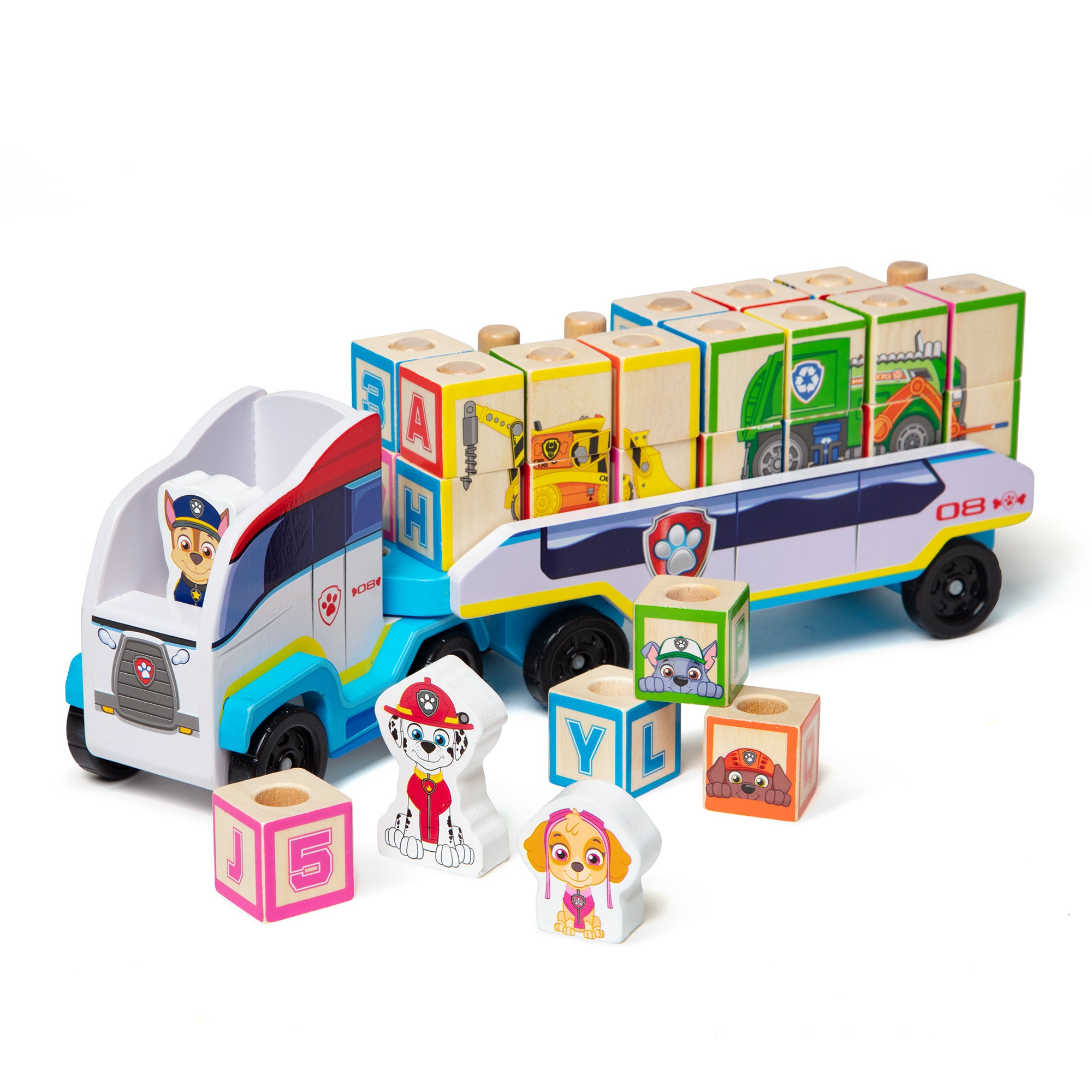 Melissa & Doug PAW Patrol Wooden ABC Block Truck - Image 9
