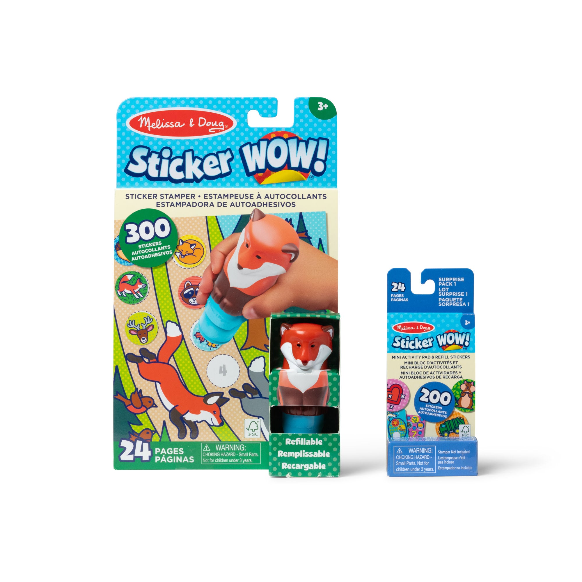 Melissa & Doug Sticker WOW!? Fox Bundle: Activity Pad & Sticker Stamper + Mini Activity Pad and 200 Refill Stickers