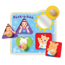 Melissa & Doug Ms. Rachel? Wooden Peek-a-Boo Jumbo Peg Puzzle ?C 4 Pieces