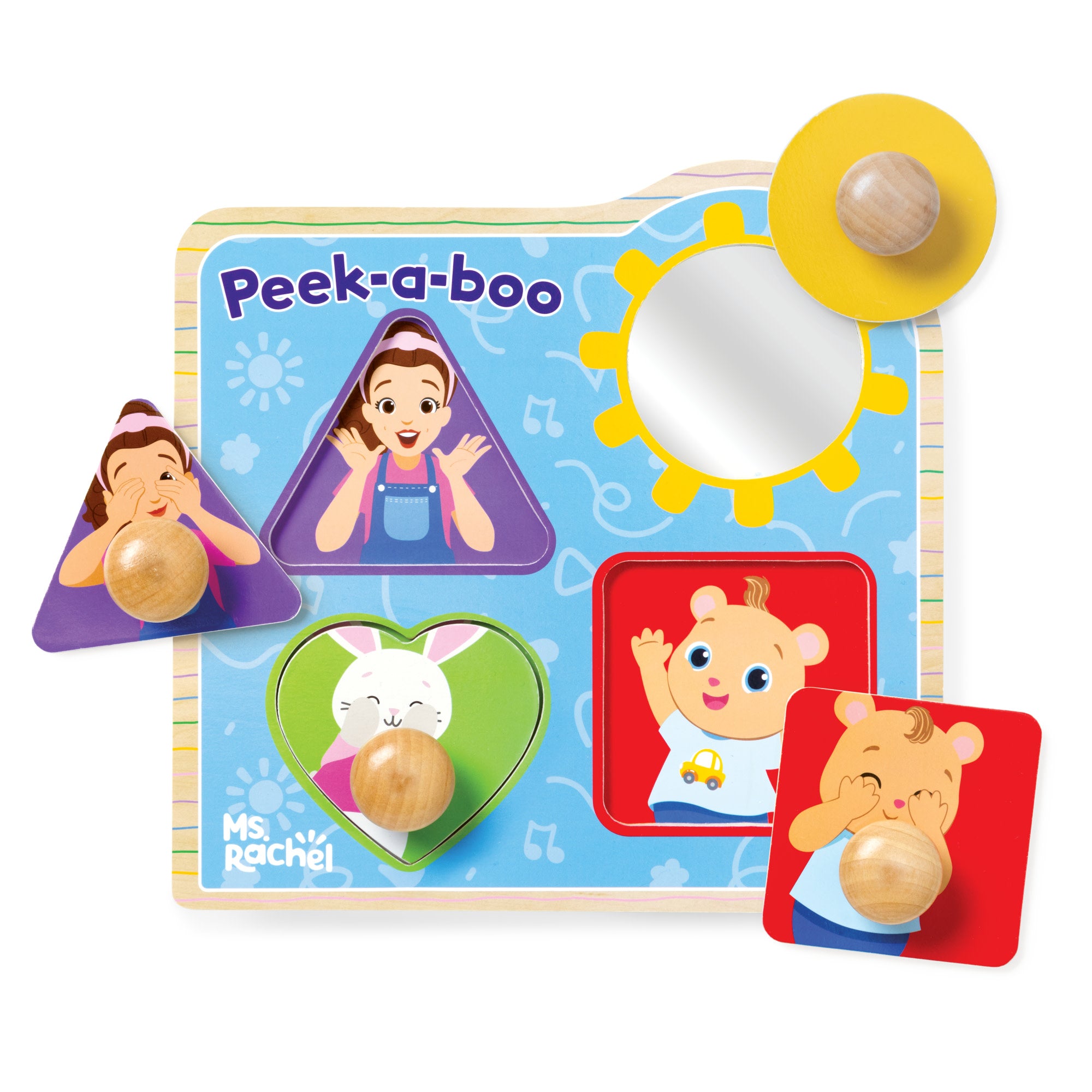 Melissa & Doug Ms. Rachel? Wooden Peek-a-Boo Jumbo Peg Puzzle ?C 4 Pieces