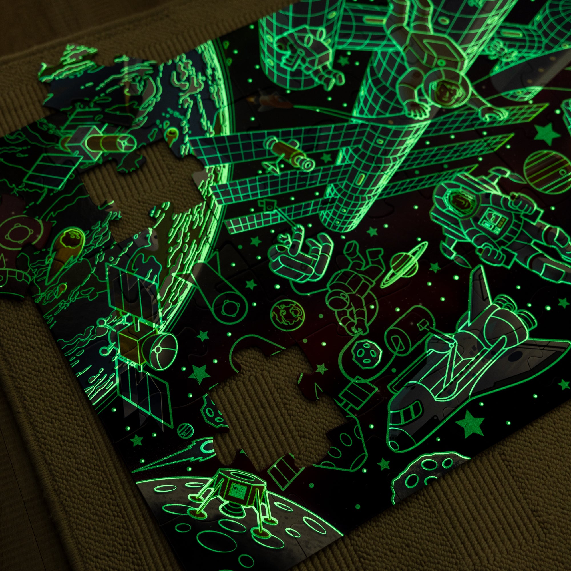 Melissa & Doug Outer Space Glow-in-the-Dark Floor Puzzle ?C 48 Pieces - Image 4