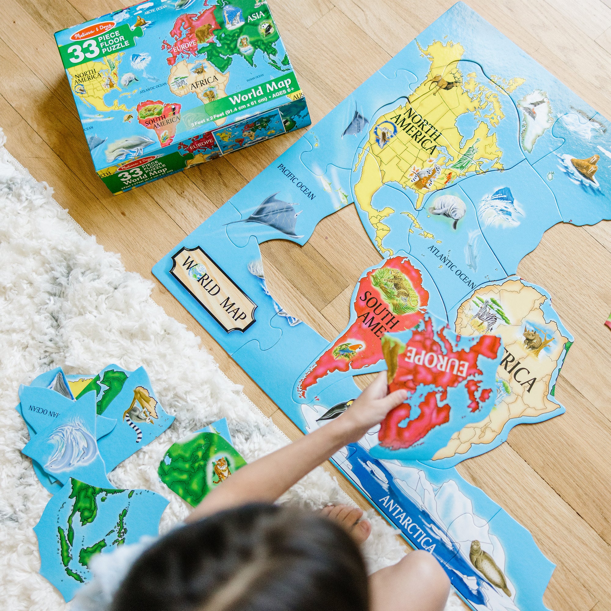 Melissa & Doug World Map Floor Puzzle - 33 Pieces - Image 4
