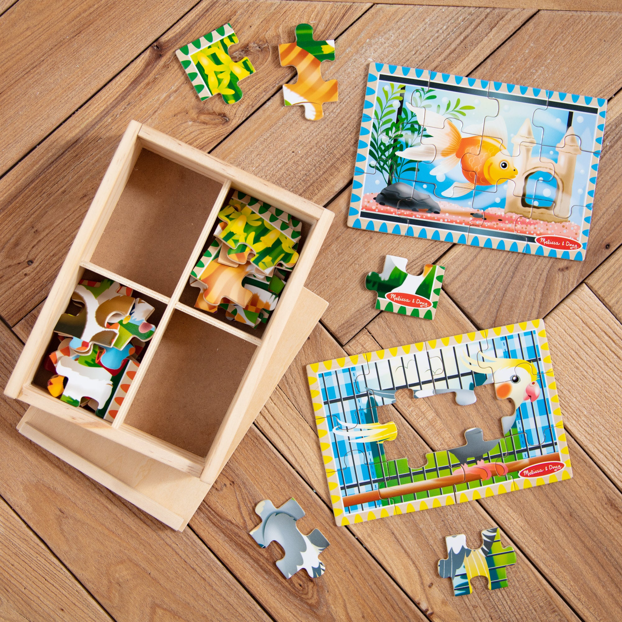 Melissa & Doug Wooden Jigsaw Puzzles in a Box - Pets - Image 9