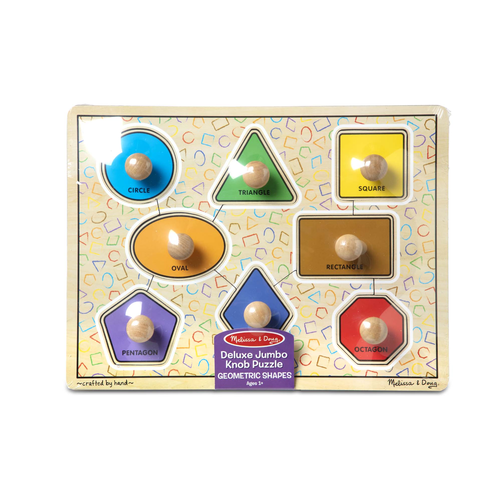 Melissa & Doug Geometric Shapes Deluxe Jumbo Peg Puzzle - 8 Pieces - Image 3
