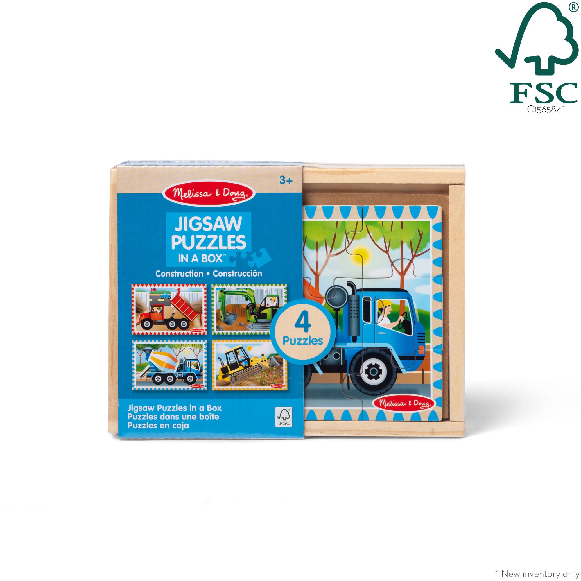 Melissa & Doug Wooden Jigsaw Puzzles in a Box - Construction - Image 3