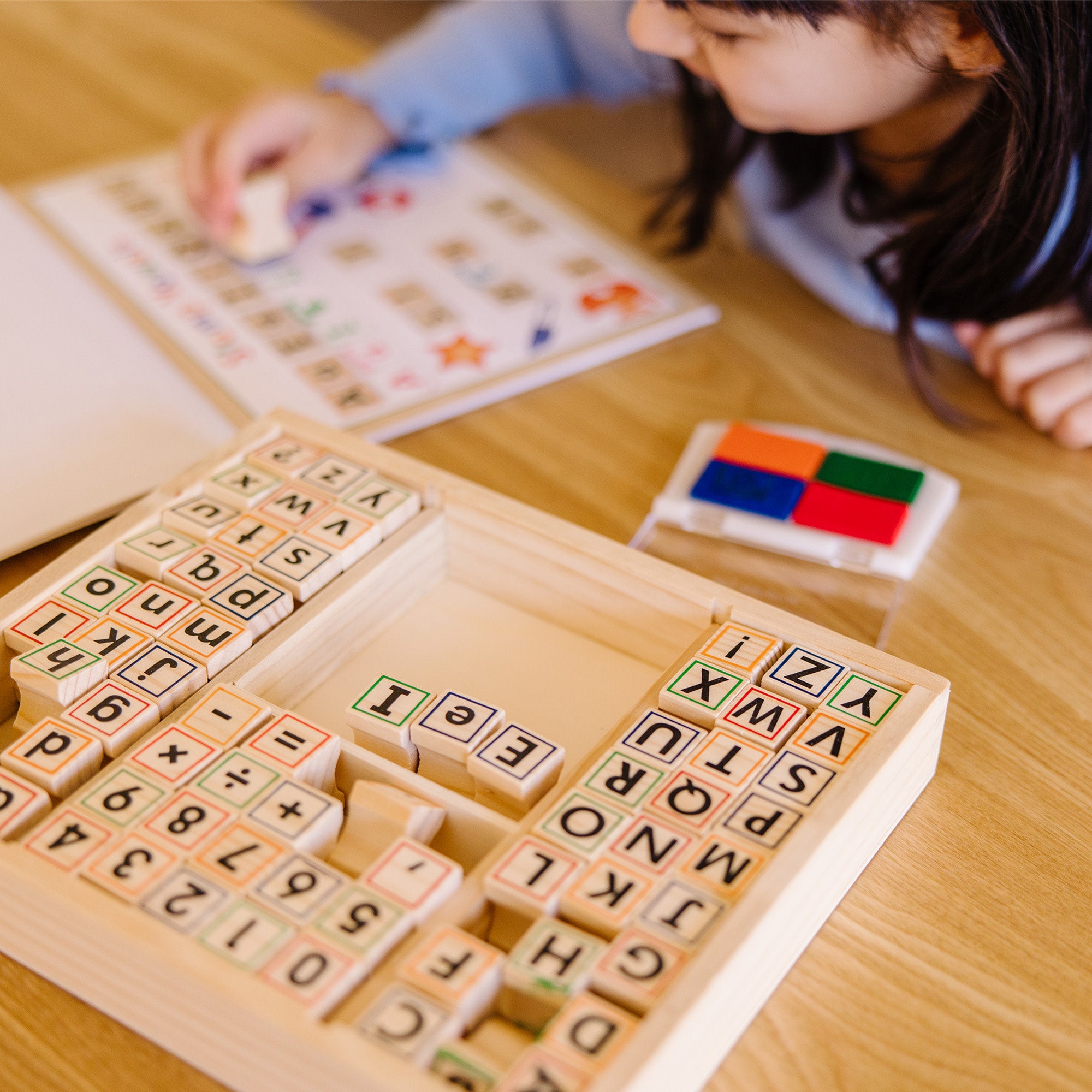 Melissa & Doug Deluxe Wooden Stamp Set - ABCs 123s - Image 7