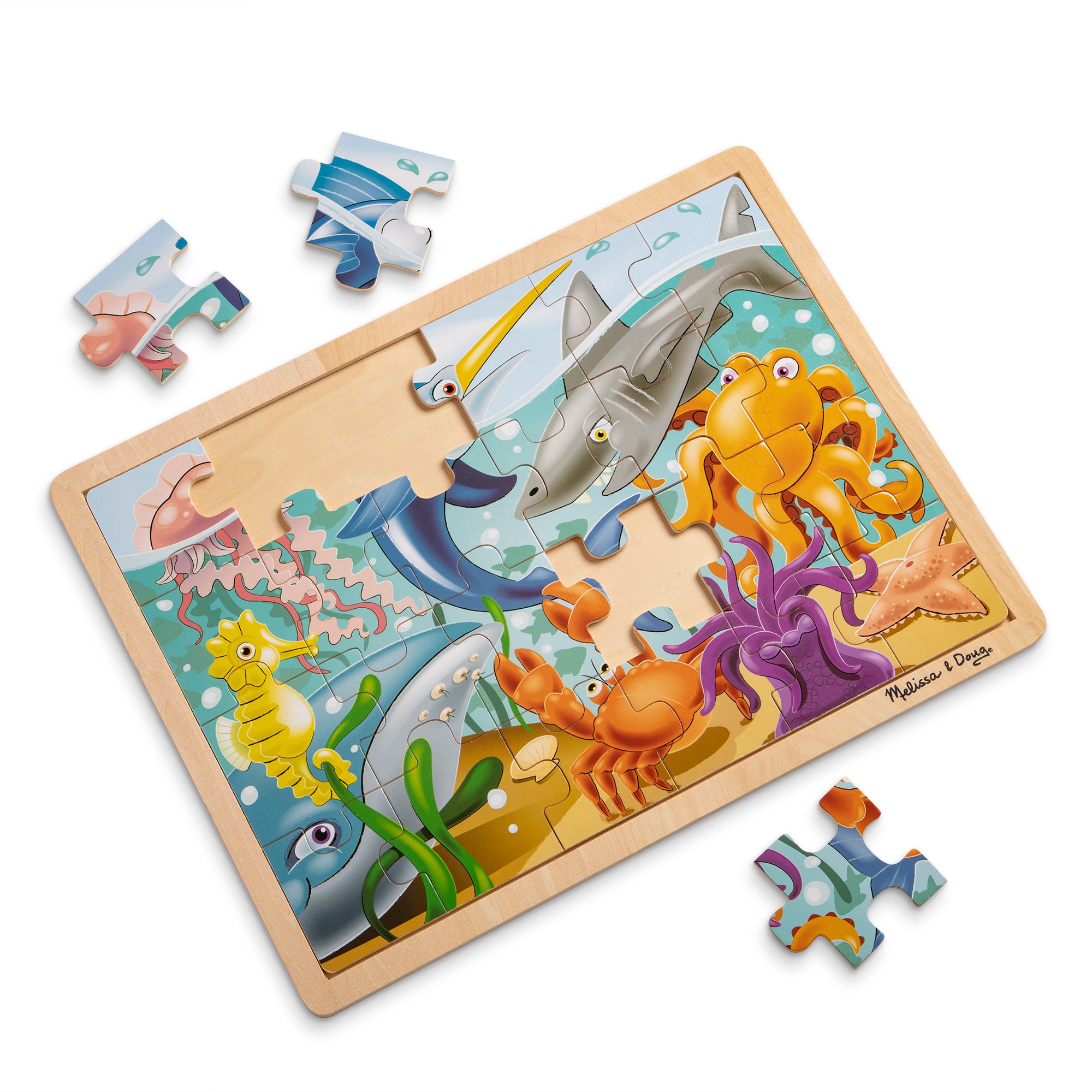 Melissa & Doug Wooden Jigsaw Puzzle - Under the Sea - 24 Pieces - Image 3