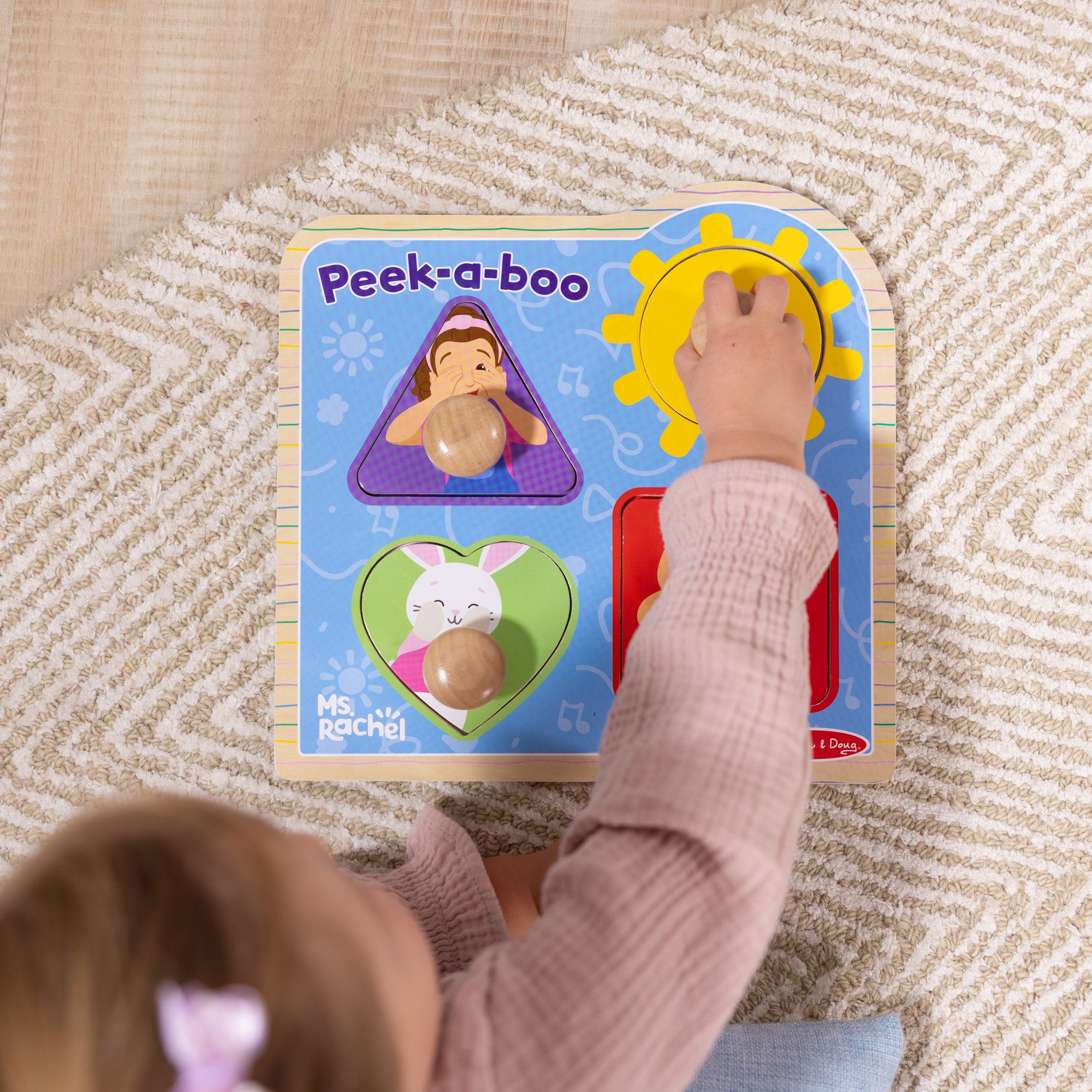 Melissa & Doug Ms. Rachel? Wooden Peek-a-Boo Jumbo Peg Puzzle ?C 4 Pieces - Image 5