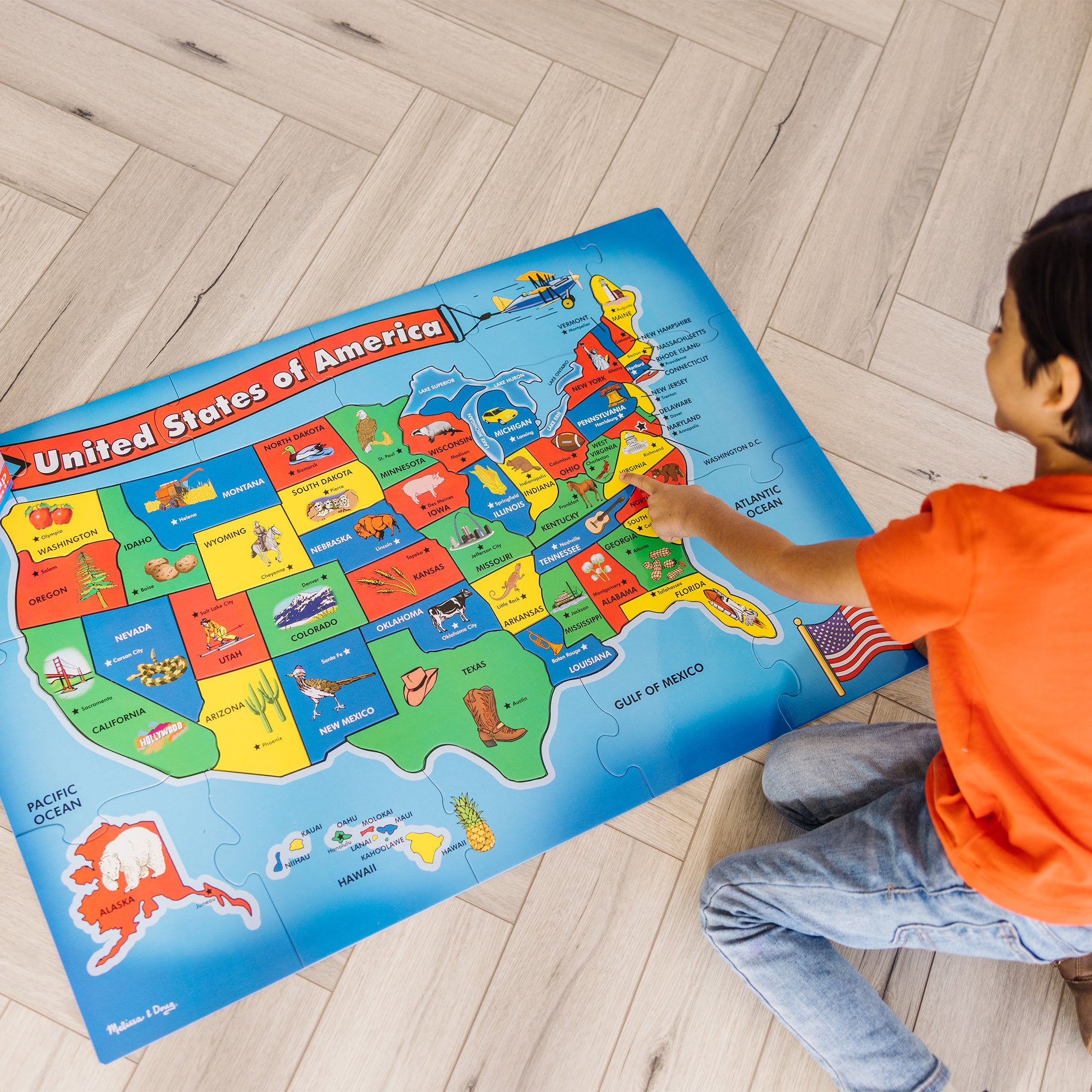 Melissa & Doug USA Map Floor Puzzle - 51 Pieces - Image 6