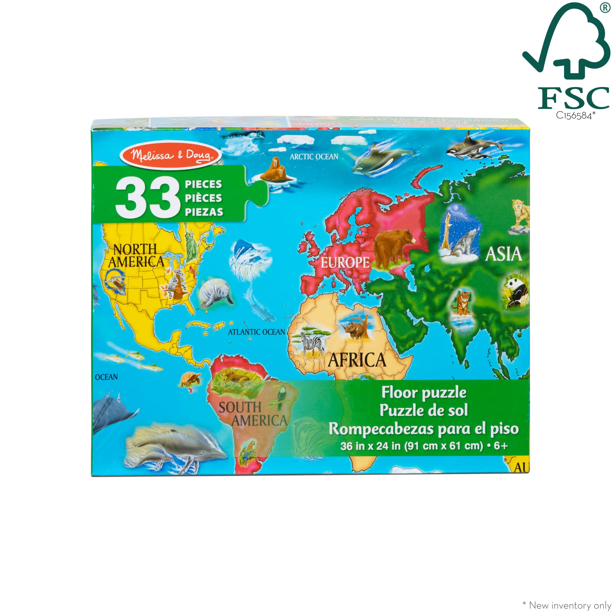 Melissa & Doug World Map Floor Puzzle - 33 Pieces - Image 3