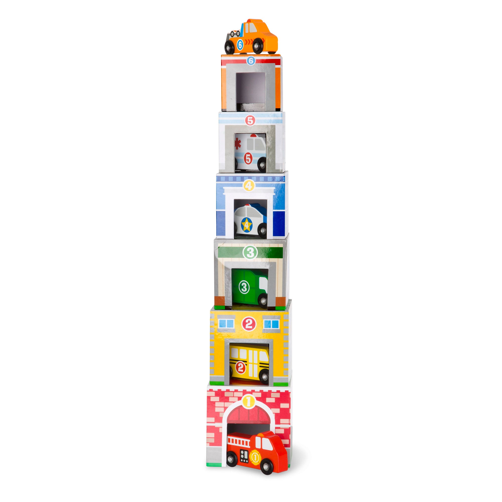 Melissa & Doug Nesting & Sorting Buildings & Vehicles - Image 4