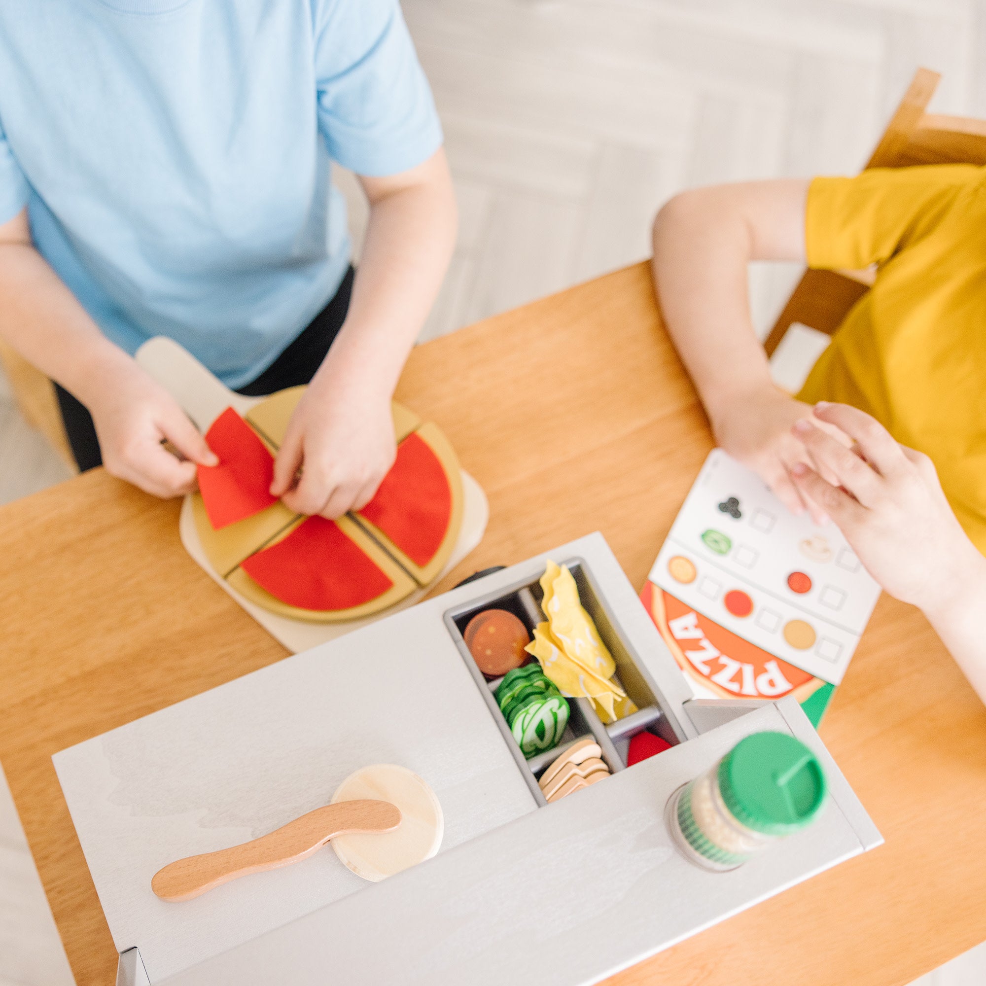 Melissa & Doug Top & Bake Pizza Counter - Wooden Play Food - Image 6