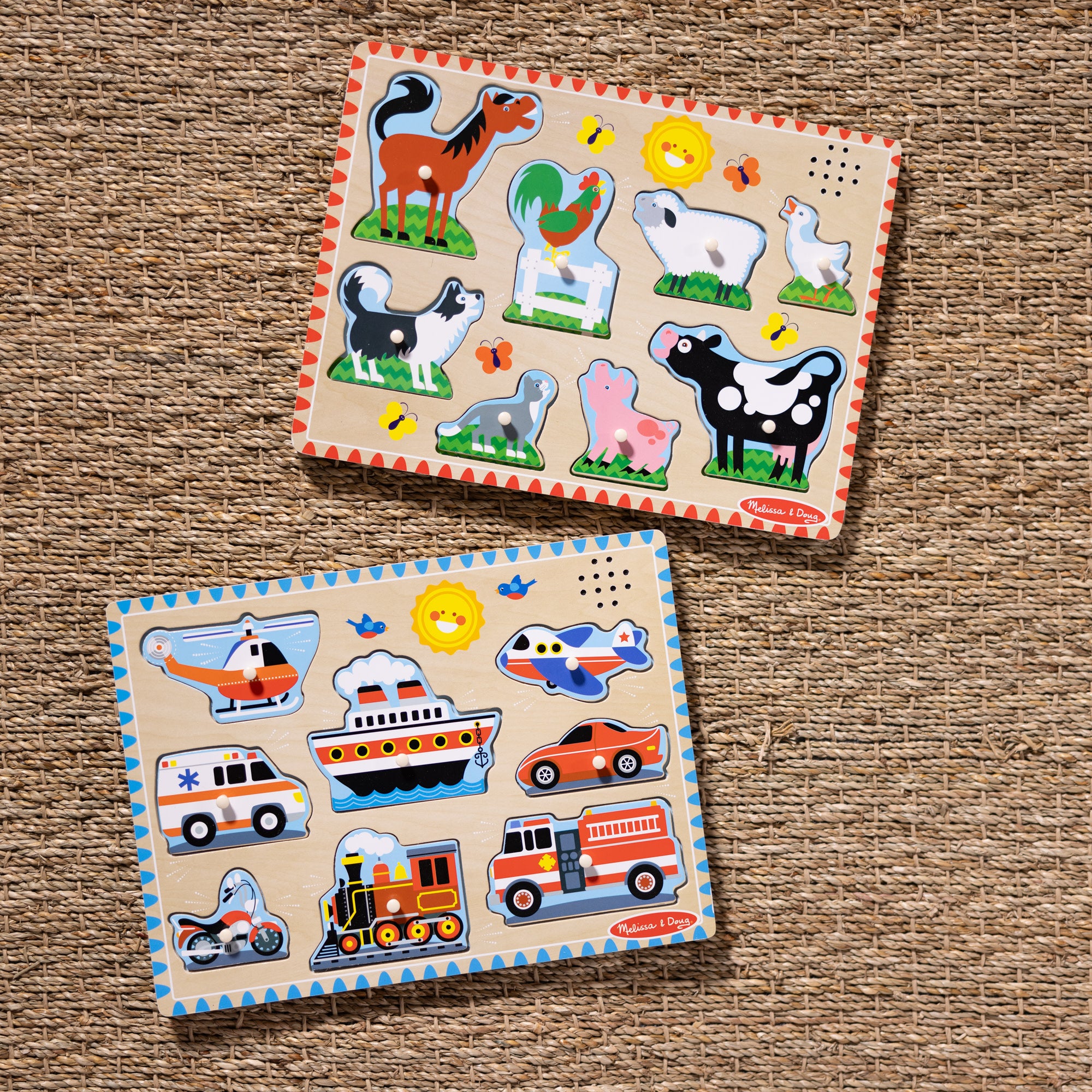 Melissa & Doug Wooden Sound Puzzle 2-Pack ?C Farm Animals, Vehicles - Image 9