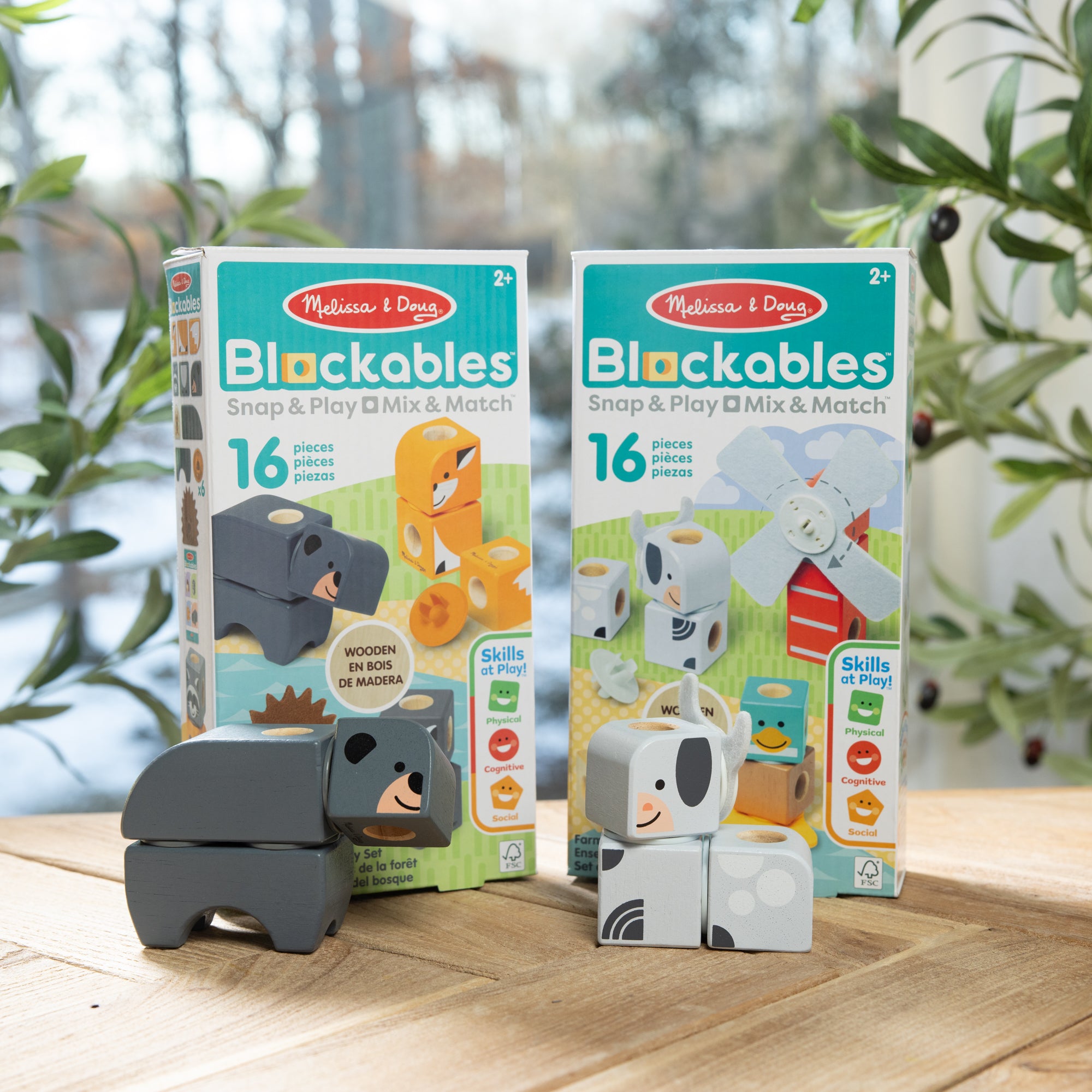 Melissa & Doug Blockables? Play Sets Farm Friends and Woodland Friends 2-Pack Bundle - Image 9