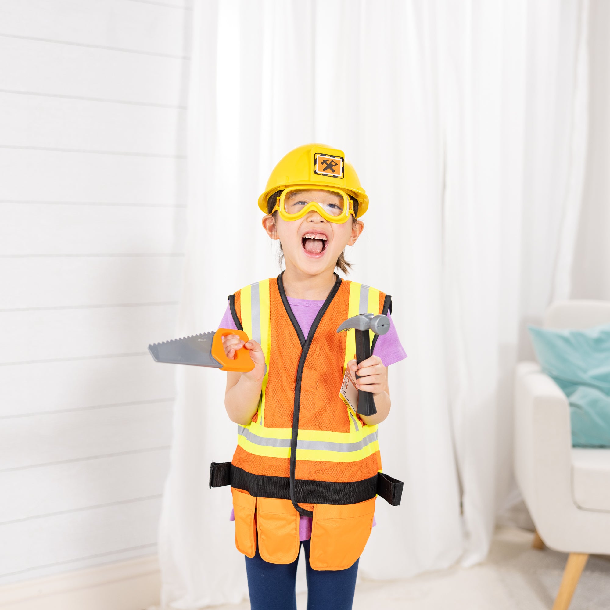 Melissa & Doug Construction Worker Costume Role Play Set - Image 7