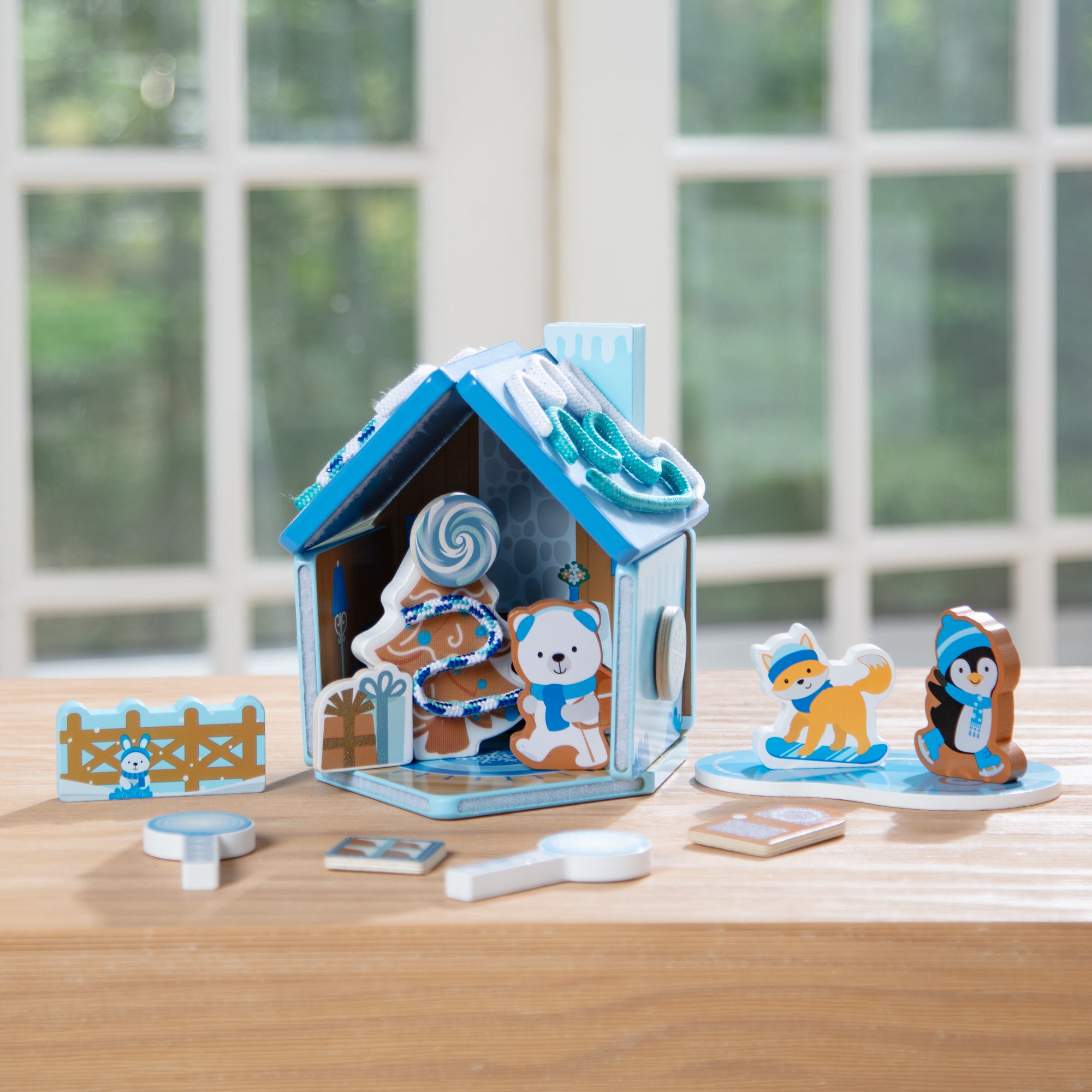 Melissa & Doug Wooden Gingerbread House Play Set ?C Winter Frost - Image 8