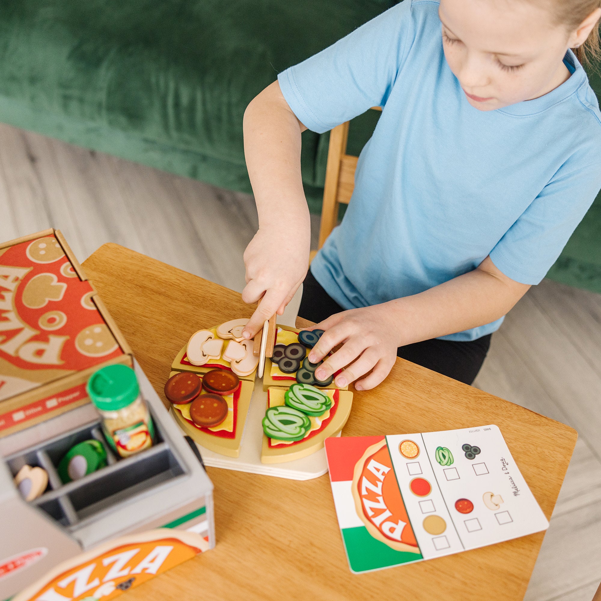 Melissa & Doug Top & Bake Pizza Counter - Wooden Play Food - Image 8