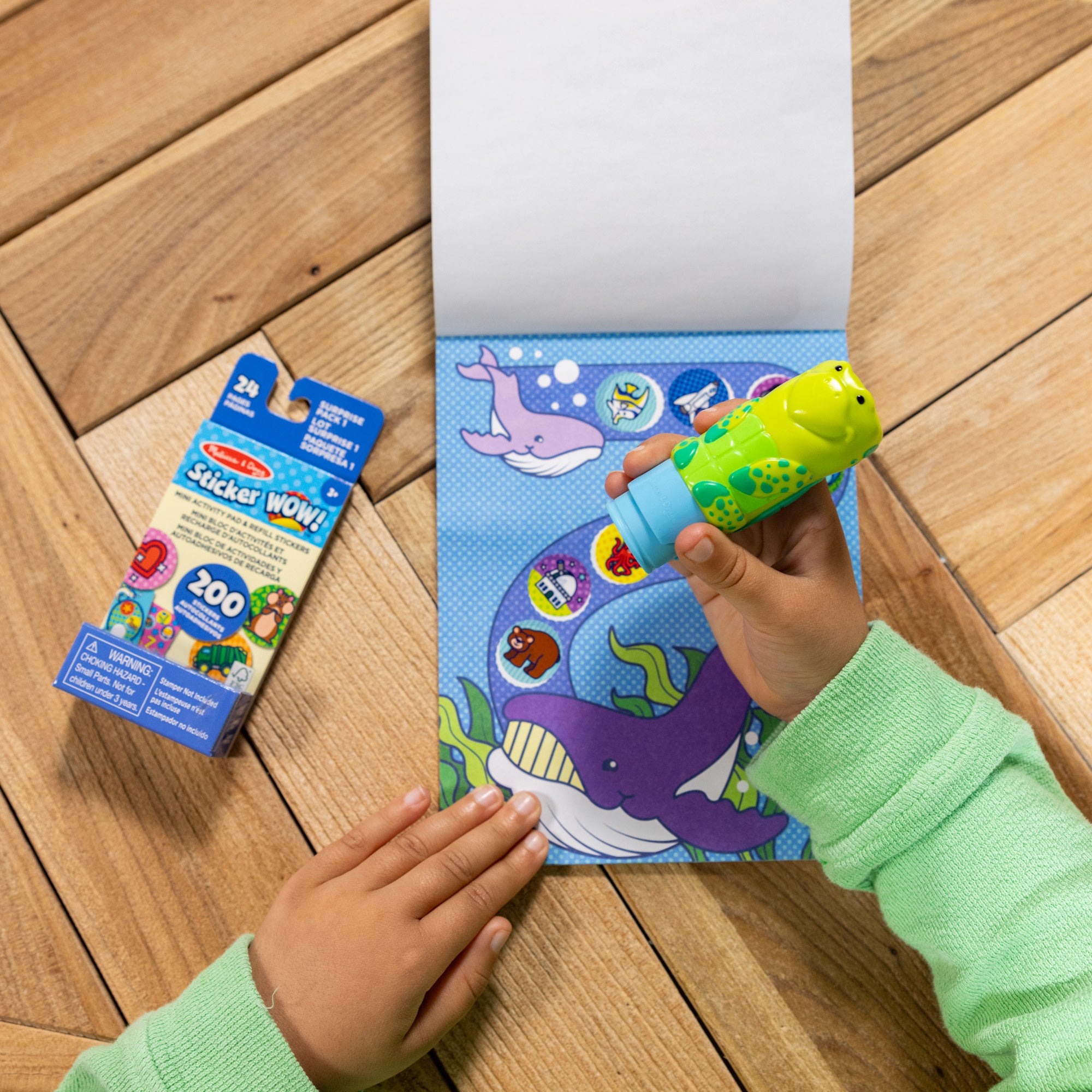Melissa & Doug Sticker WOW!? Sea Turtle Bundle: Activity Pad & Sticker Stamper + Mini Activity Pad and 200 Refill Stickers - Image 2