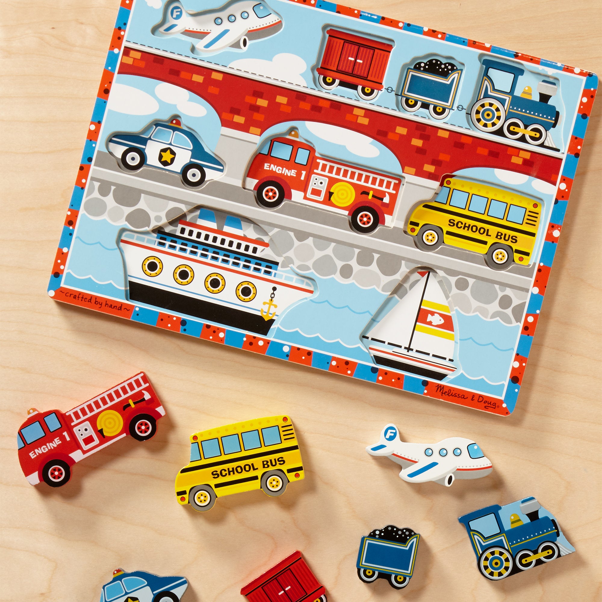 Melissa & Doug Vehicles Chunky Puzzle - 9 Pieces - Image 9