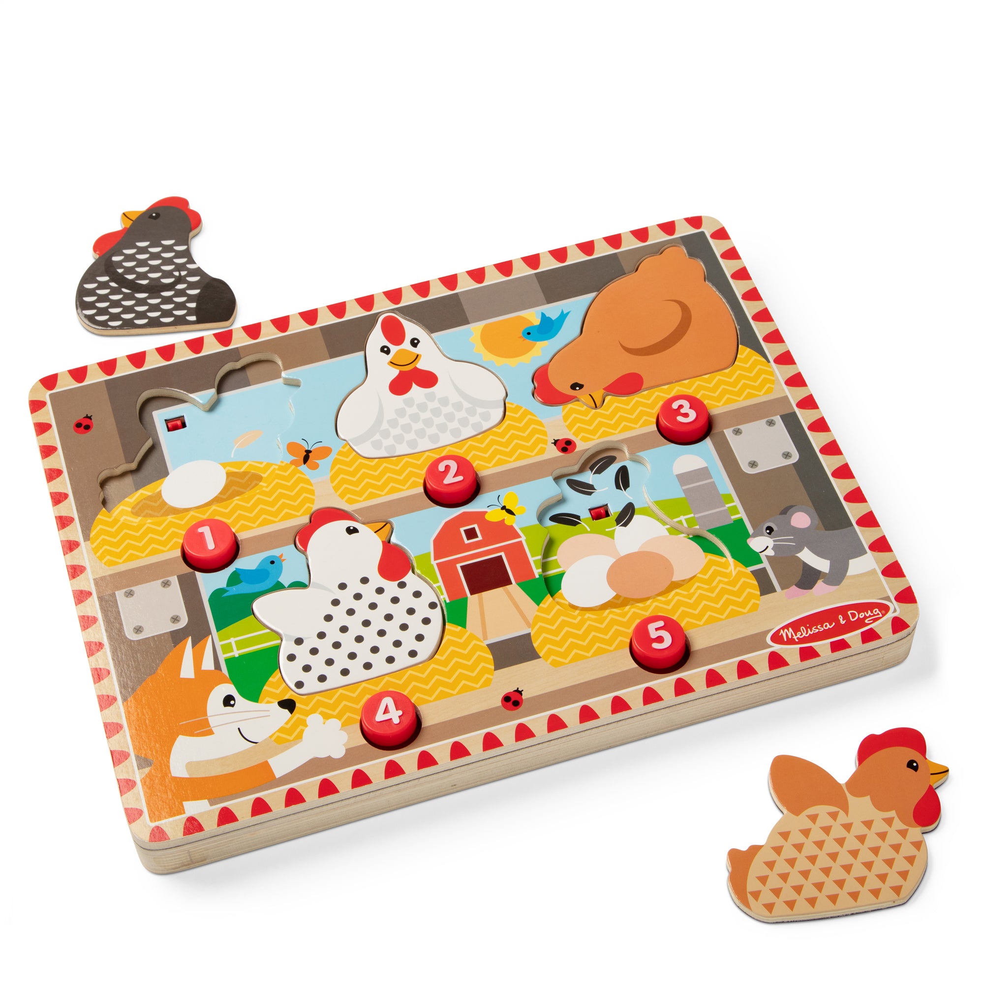 Melissa & Doug Happy Hens Push to Pop Puzzle