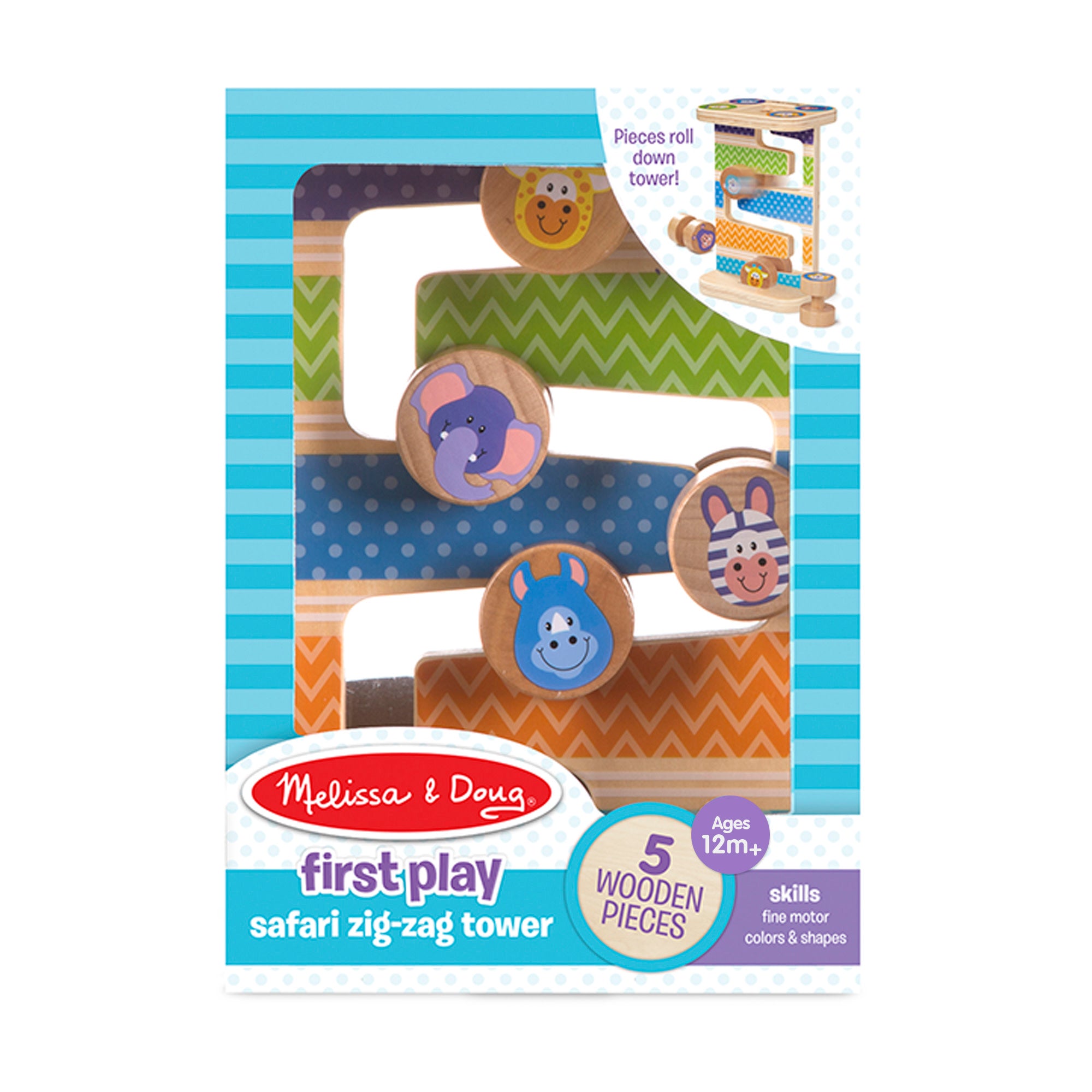 Melissa & Doug First Play Wooden Safari Zig-Zag Tower - Image 3