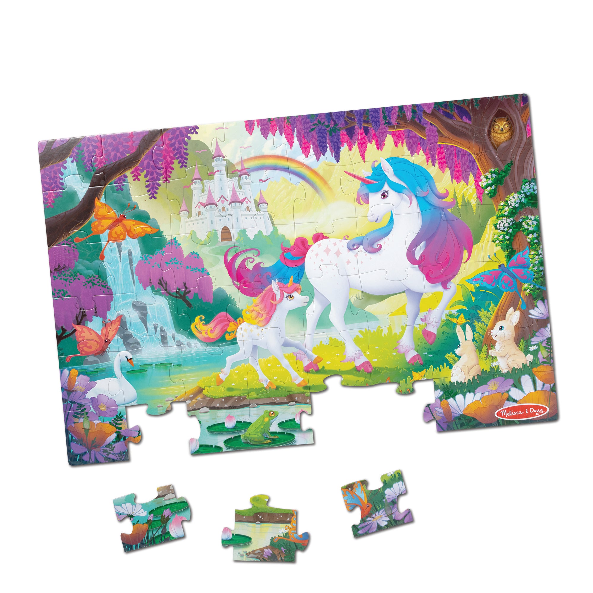 Melissa & Doug Glow-in-the-Dark Unicorn Floor Puzzle - 48 Pieces - Image 2