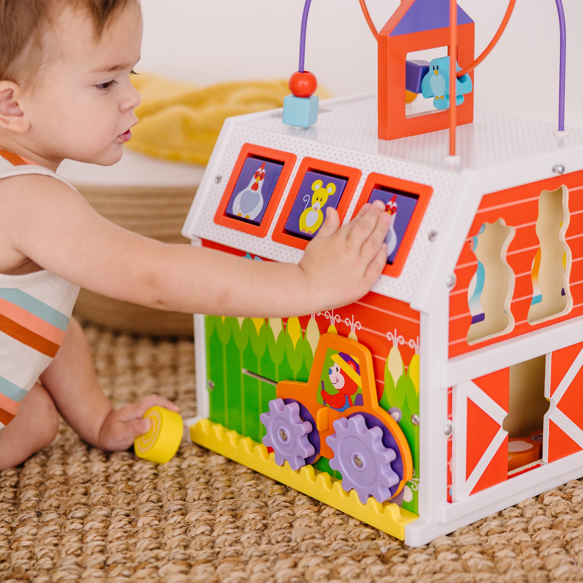 Melissa & Doug First Play Slide, Sort & Roll Activity Barn - Image 8