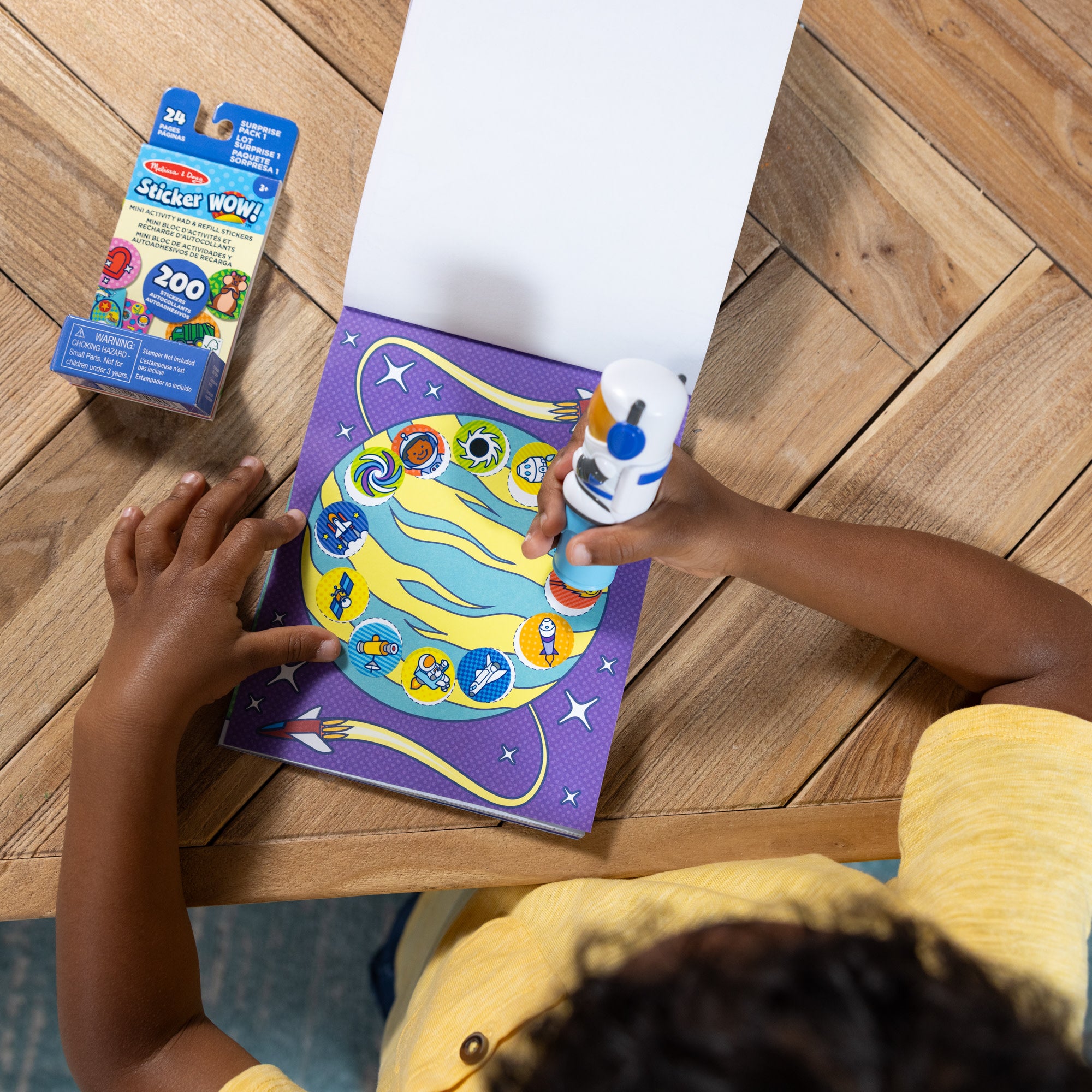 Melissa & Doug Sticker WOW!? Astronaut Bundle: Activity Pad & Sticker Stamper + Mini Activity Pad and 200 Refill Stickers - Image 8