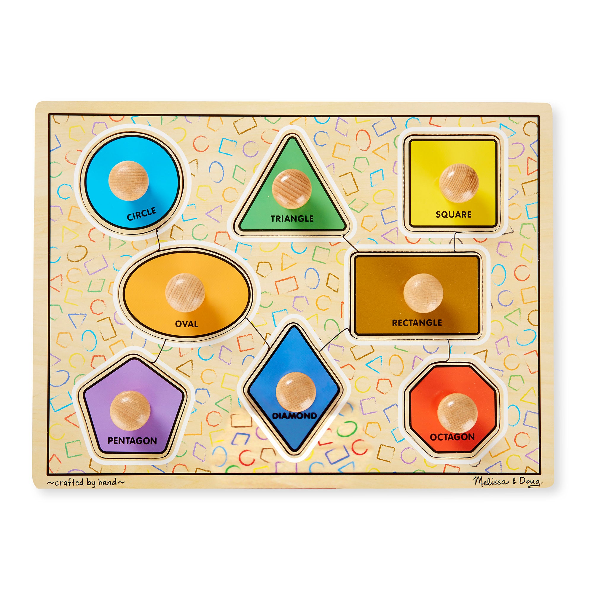 Melissa & Doug Geometric Shapes Deluxe Jumbo Peg Puzzle - 8 Pieces - Image 4
