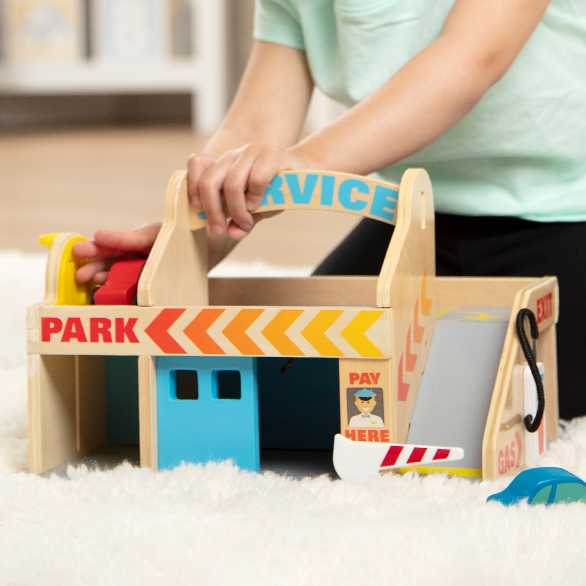 Melissa & Doug Wooden Service Station Parking Garage - Image 7