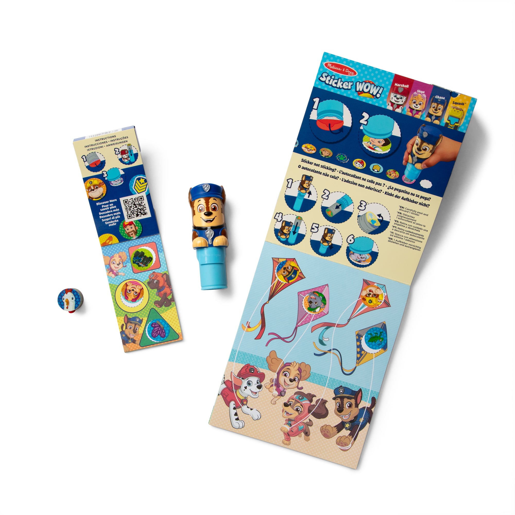 Melissa & Doug Sticker WOW!? PAW Patrol Chase Bundle: Activity Pad & Sticker Stamper + Mini Activity Pad and 200 Refill Stickers - Image 4