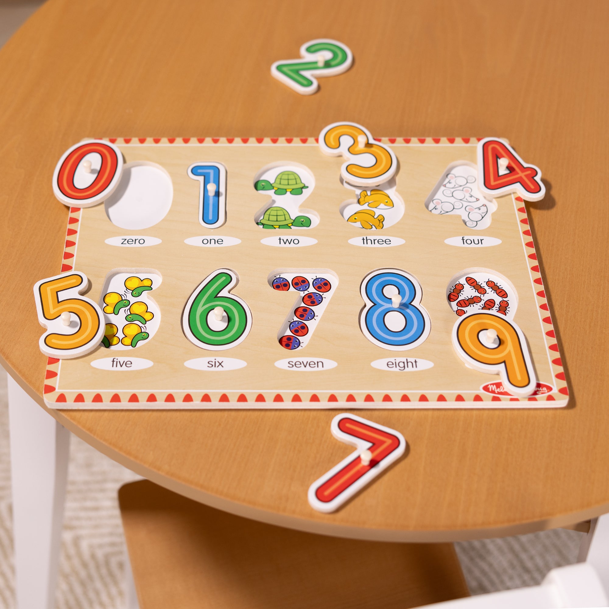 Melissa & Doug Lift & See Numbers Peg Puzzle - 10 Pieces - Image 9